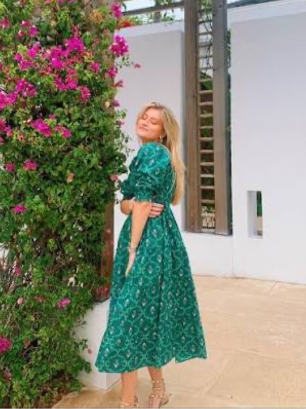 Hill house home NESLI green emerald trellis floral dress